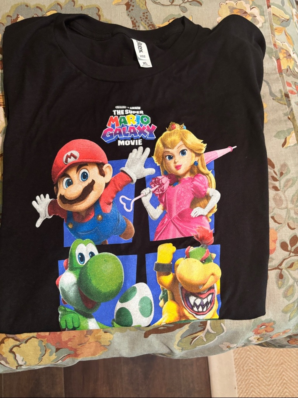 🚀 Mario Galaxy 🪐Black Crew T‑Shirt - XL